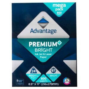 Advantage Multi Purpose Premium Bright Ink Jet Y laser Paper‎ 8.5'' X 11" 800 S
